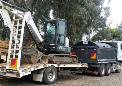 excavator on truck