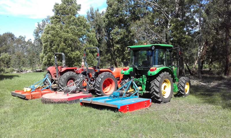 slashing with multiple tractors